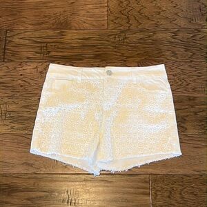 Elan White Denim Crochet Lace Shorts Size L